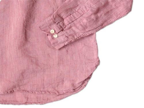 dip COTTON SILK STRIPE P/O SHIRTS RED