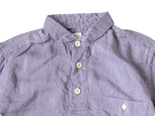 dip COTTON SILK STRIPE P/O SHIRTS NAVY