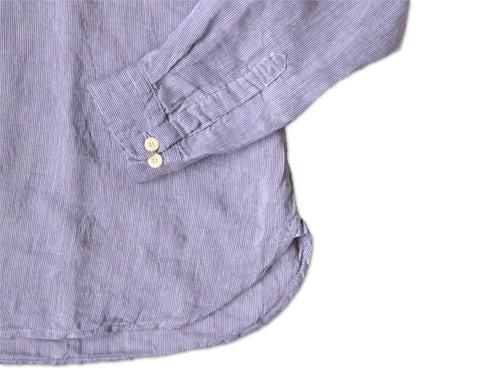 dip COTTON SILK STRIPE P/O SHIRTS NAVY