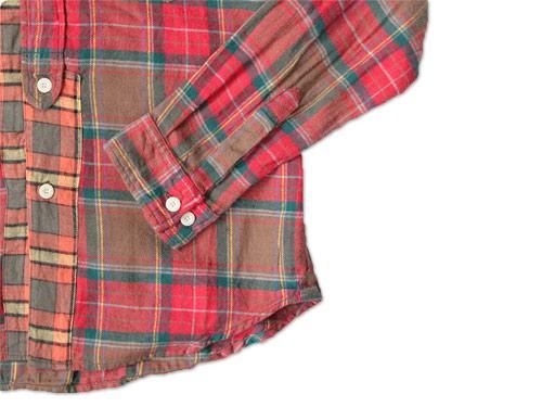 dip COTTON NEL CHECK SHIRTS RED
