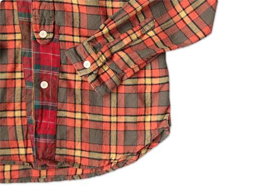 dip COTTON NEL CHECK SHIRTS ORANGE