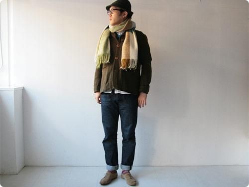 Studio Donegal TWEED MUFFLER WHITE x BLUE x GREEN