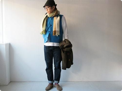 Studio Donegal TWEED MUFFLER WHITE x BLUE x GREEN
