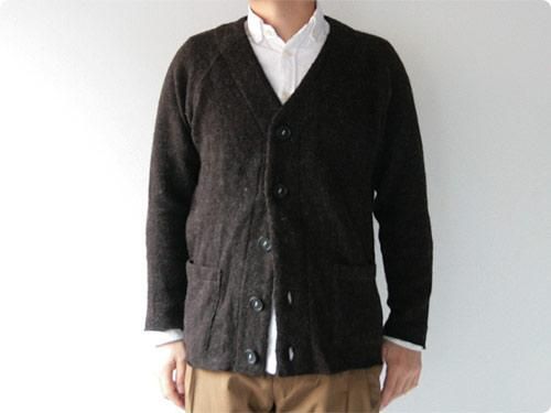 Honor gathering nordic sheep low gayge V cardigan DARK BROWN