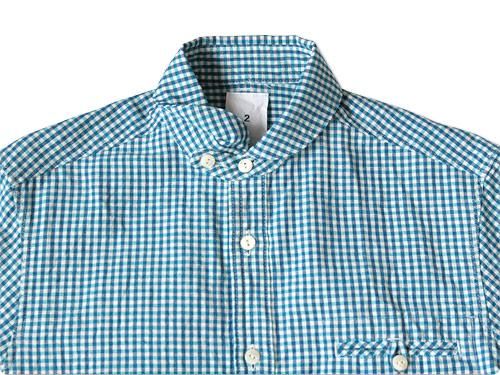 maillot sunset gingham round work shirts SAX x BLUE