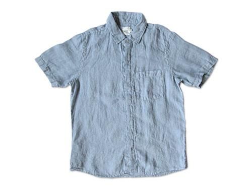 RINEN 40/1リネン平織 比翼レギュラーカラー半袖シャツ