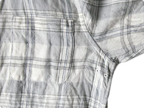 maillot sunset linencheck small collar s/s shirts WHITE