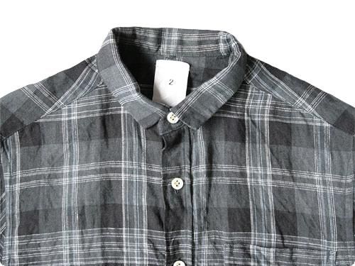 maillot sunset linencheck small collar s/s shirts CHARCOAL