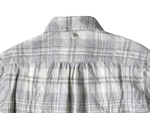 maillot sunset linencheck round work s/s shirts WHITE
