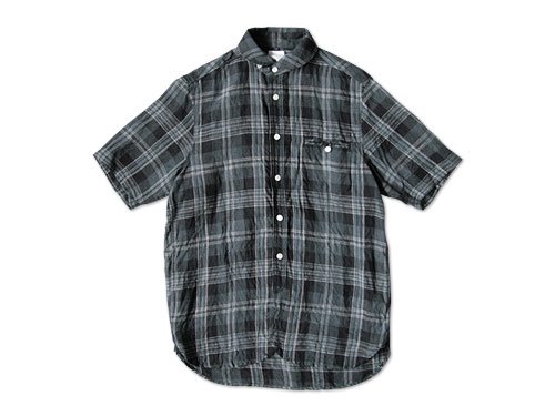 maillot sunset linencheck round work s/s shirts CHARCOAL