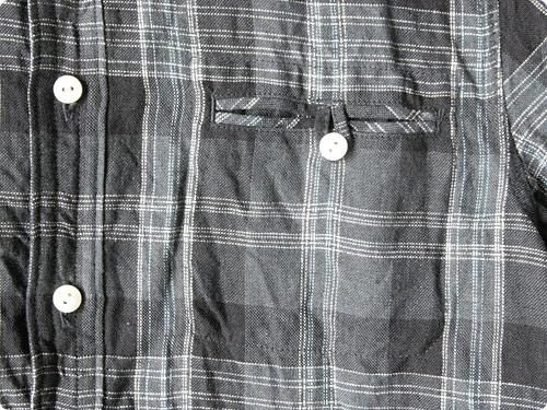 maillot sunset linencheck round work s/s shirts CHARCOAL
