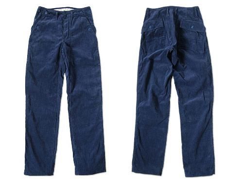TATAMIZE CORDUROY BAKER PANTS INK BLUE