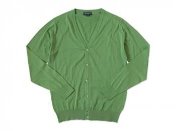 現行【ジョンスメドレー】Vネック カーディガン メリノウール 英国製 緑 S 現行【ジョンスメドレー】Vネック カーディガン メリノウール