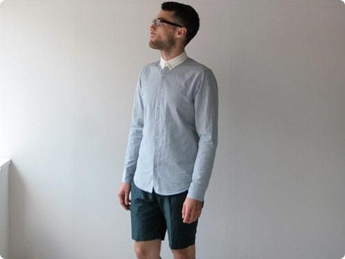 Honor gathering dry cotton chambray cleric shirts smoke sax