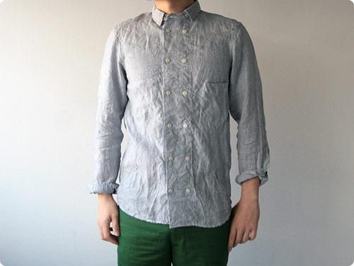 TATAMIZE DOUBLE BRESTED LINEN SHIRTS STRIPE