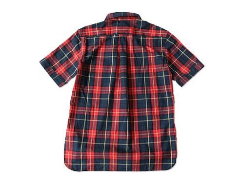 EEL HIMAWARI SHIRTS 46RED x NAVY MADRAS
