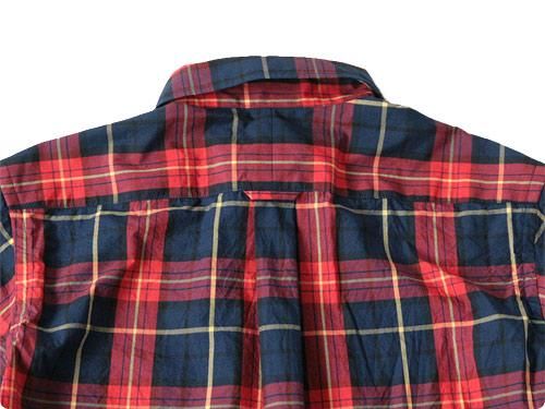 EEL HIMAWARI SHIRTS 46RED x NAVY MADRAS