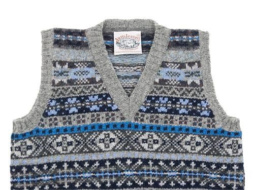 Jamieson's V NECK VEST LIGHT GRAY x BLUE