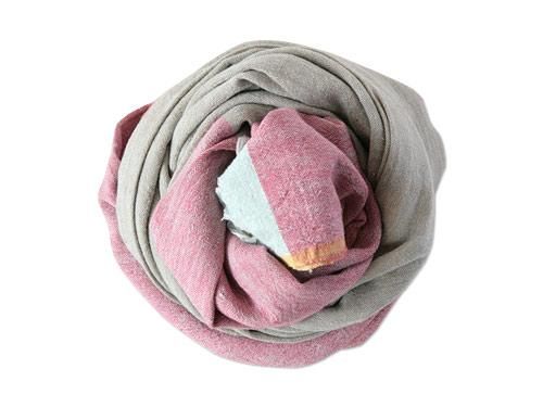 TAANA BANA KHADI STOLE MIDI GRAY x RED