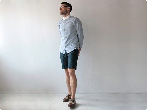 Honor gathering french moleskin shorts blue Honor gathering通販