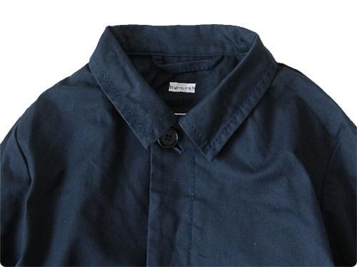homspun 40/3ギャバ ショートステンカラーコート ネイビー homspun