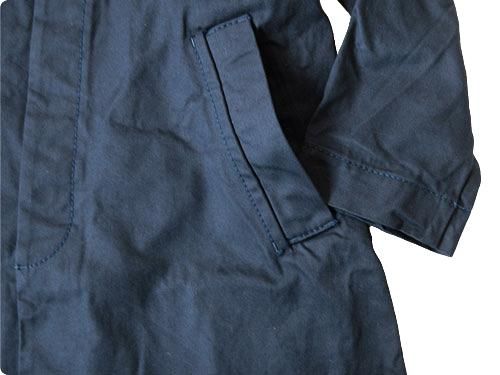 【homspun】ホームスパン　ギャバ　ステンカラーコート homspun 40/3ギャバ ショートステンカラーコート ネイビー homspun