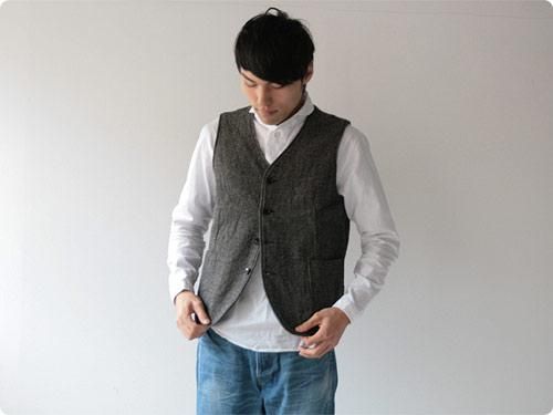 4826【美品】RRL ツイードベスト ヘリンボーン イタリア製 ダークグレー RRL（ダブル アール エル）の「ウール ツイード ベスト（ベスト）」 - WEAR