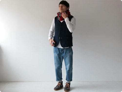 RINEN 1/12ウール x 綿接結 ベスト 15BLUE〔メンズ〕 RINEN通販