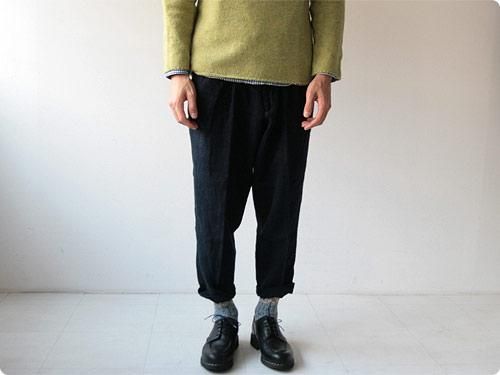 ordinary fits LINEN TUCK CROPPED NAVY