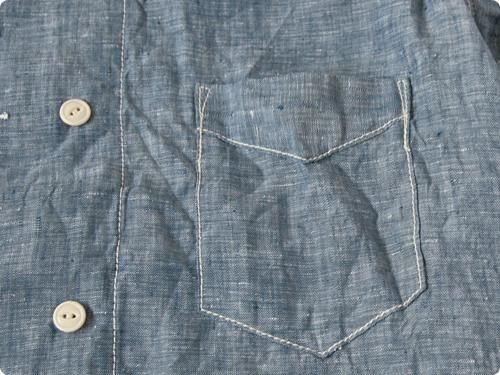 TATAMIZE DOUBLE BRESTED LINEN SHIRTS CHAMBRAY