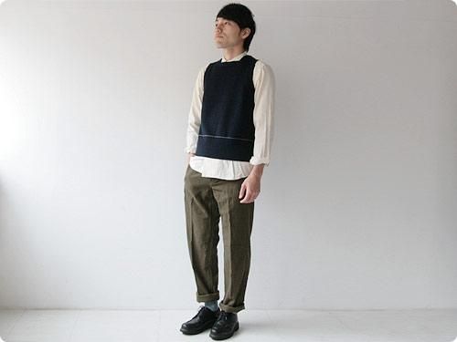 TATAMIZE WOOL KNIT VEST NAVY