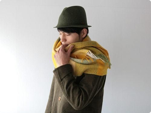 Studio Donegal TWEED MUFFLER GREEN x YELLOW x WHITE