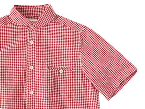 maillot sunset gingham round work S/S shirts RED x WHITE