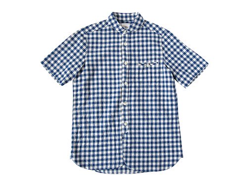 maillot sunset big gingham round work S/S shirts BIG BLUE x WHITE