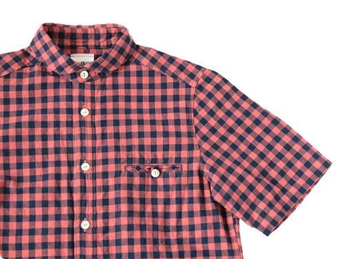 maillot sunset big gingham round work S/S shirts BIG RED x NAVY
