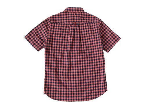maillot sunset big gingham round work S/S shirts BIG RED x NAVY
