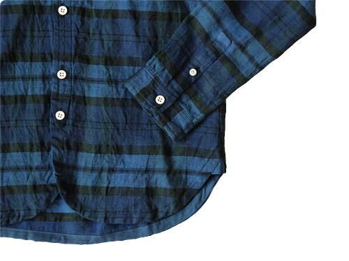 maillot sunset linen check new work shirts BLUE