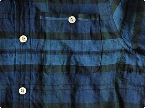 maillot sunset linen check new work shirts BLUE