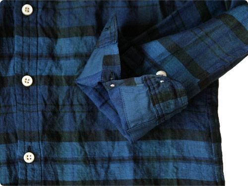 maillot sunset linen check new work shirts BLUE