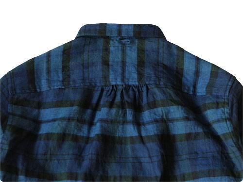 maillot sunset linen check new work shirts BLUE