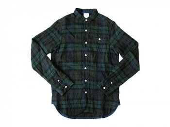 maillot sunset linen check new work shirts GREEN