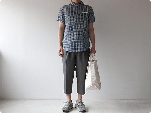 LOLO ギンガムリネン半袖プルオーバーシャツ NAVY LOLO通販