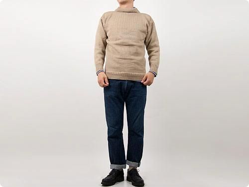 LE TRICOT DE LA MER SOLID GUERNSEY SWEATER SAND BEIGE