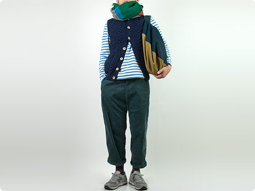 ordinary fits FRENCH CROPPED CORDUROY GREEN
