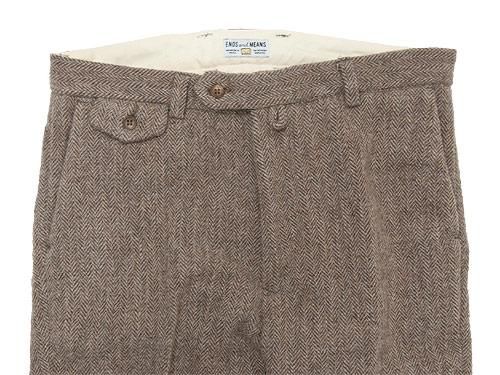ENDS and MEANS Wool Grandpa Trousers HERRINGBONE