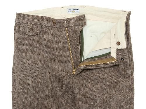 ENDS and MEANS Wool Grandpa Trousers HERRINGBONE