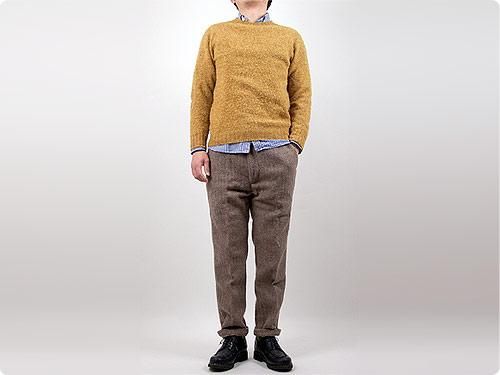 ENDS and MEANS Wool Grandpa Trousers HERRINGBONE