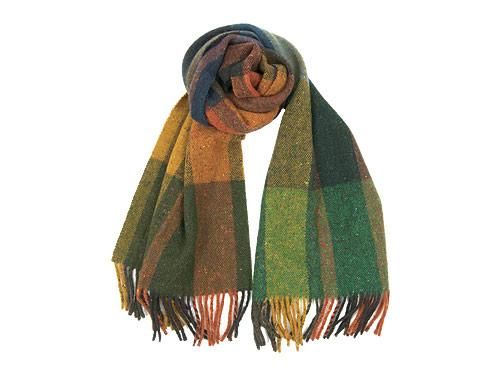 Studio Donegal TWEED MUFFLER DARK GREEN x ORANGE F