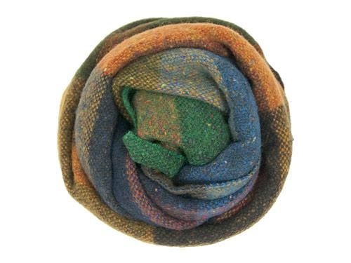 Studio Donegal TWEED MUFFLER DARK GREEN x ORANGE F