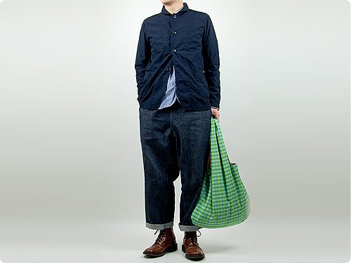 Atelier d'antan Claudel reversible bag S GREEN CHECK x ORANGE CHECK